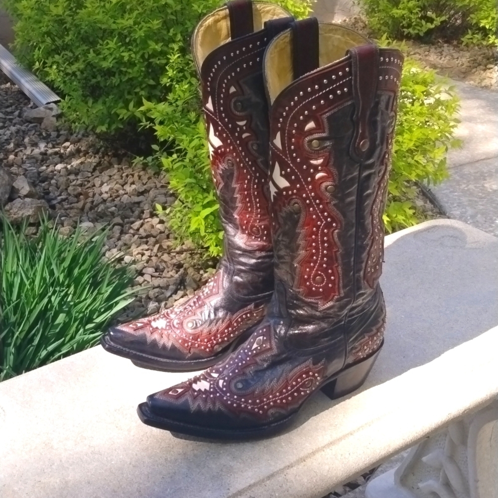 Corral boots black and red studded size 9 - Picture 2 of 13